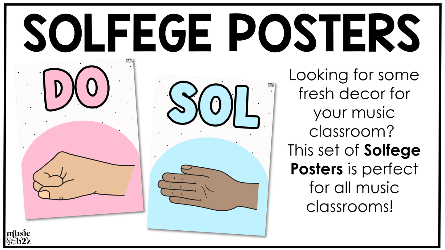 Pastel Solfege Hand Signs Posters Curwen Elementary Music Classroom Decor