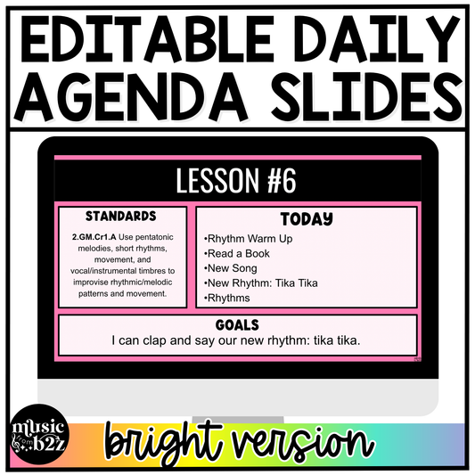 Bright Daily Agenda Slides Google Slides Elementary Music Lesson Plan Template