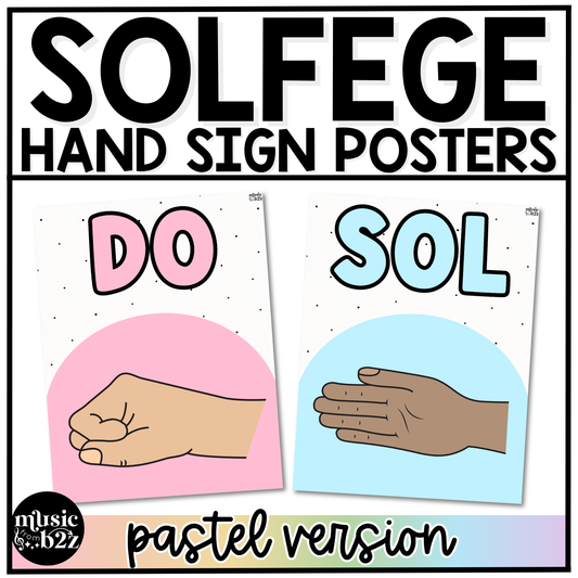 Pastel Solfege Hand Signs Posters Curwen Elementary Music Classroom Decor