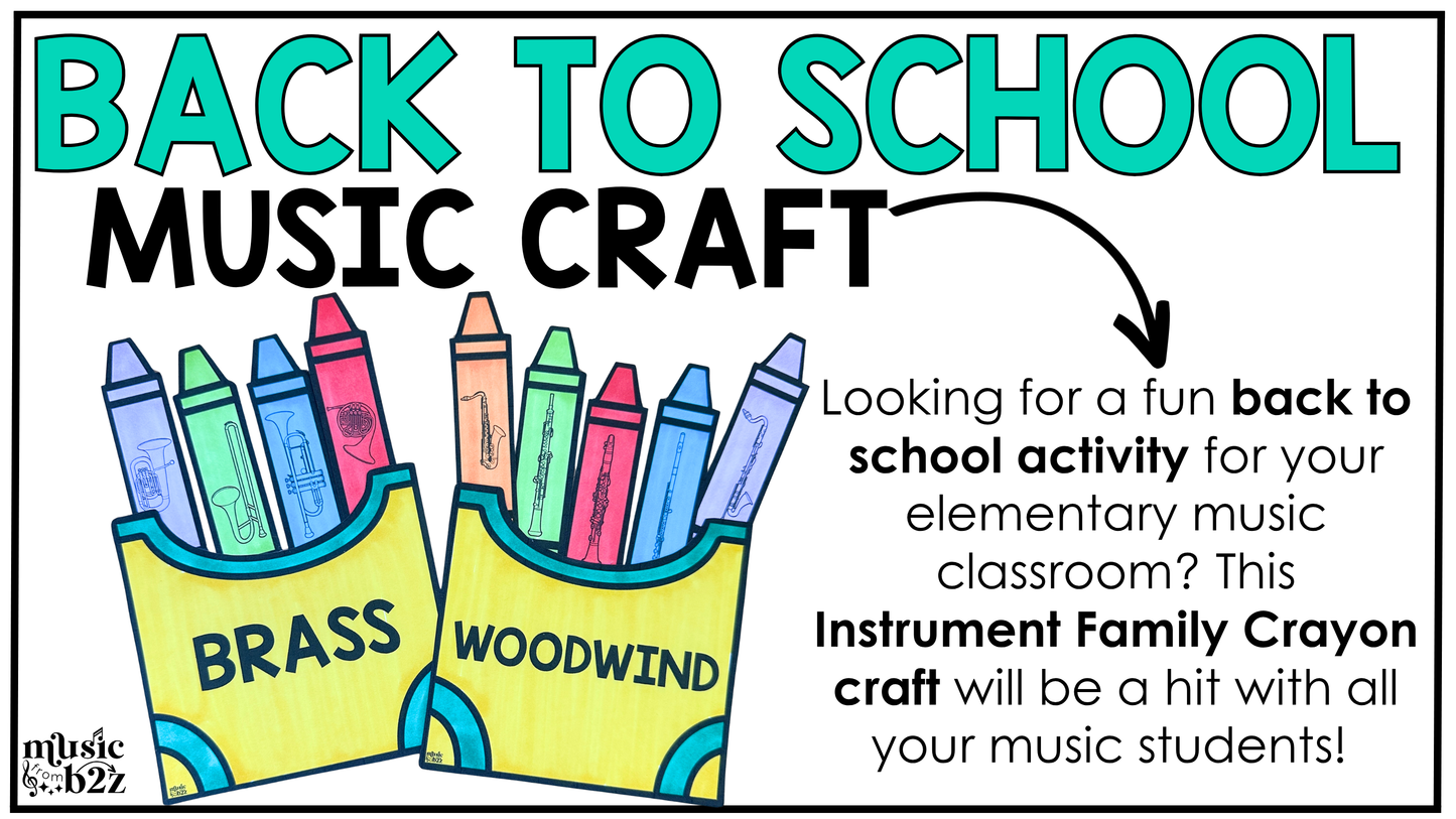 Back to School Music Craft Music Bulletin Board Instrument Families Orchestra