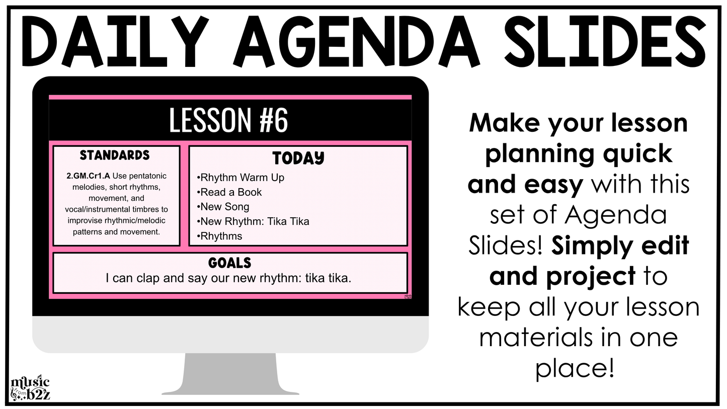 Bright Daily Agenda Slides Google Slides Elementary Music Lesson Plan Template