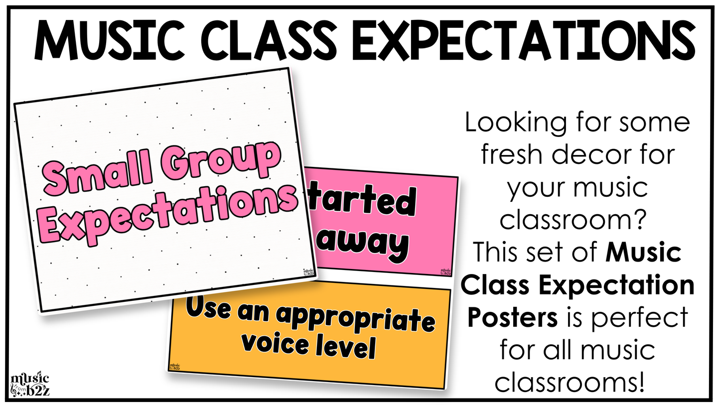 Bright Music Rules & Expectations Posters Elementary Music Classroom Decor