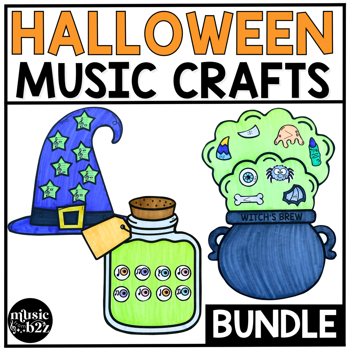 Halloween Music Craft BUNDLE Halloween Music Bulletin Board Rhythm Treble Clef