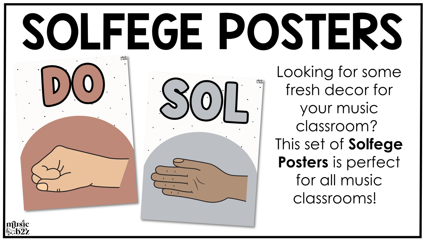 Neutral Solfege Hand Signs Posters Curwen Elementary Music Classroom Decor