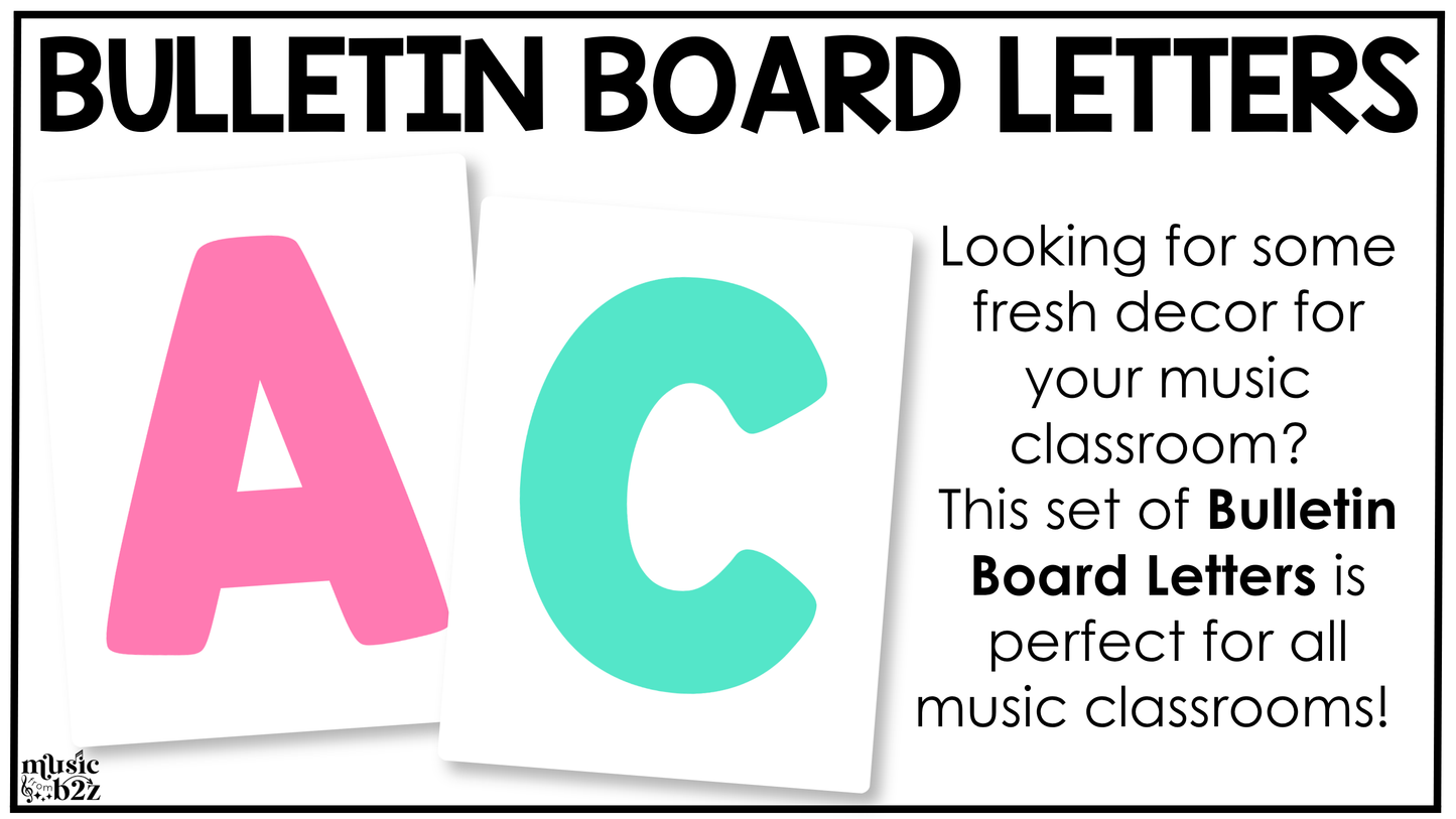 Bright Bulletin Board Letters Numbers Symbols Elementary Music Classroom Decor