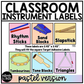 Pastel Classroom Instrument Labels Elementary Music Classroom Decor Organization