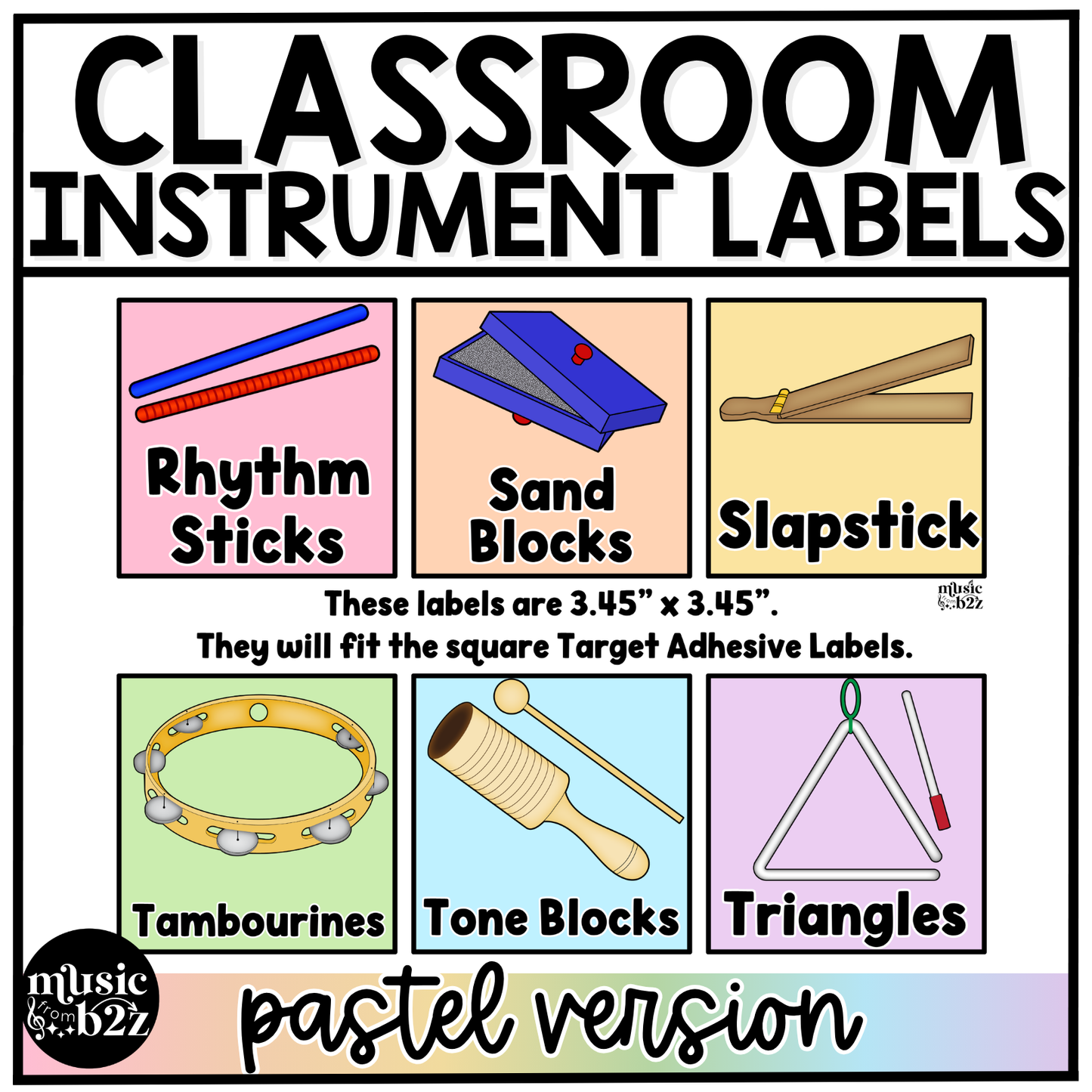 Pastel Classroom Instrument Labels Elementary Music Classroom Decor Organization