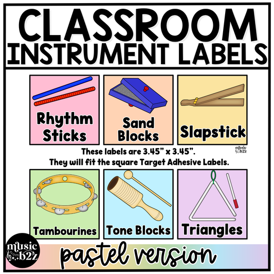 Pastel Classroom Instrument Labels Elementary Music Classroom Decor Organization