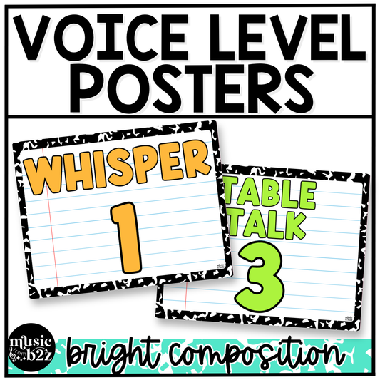Bright Composition Voice Level Volume Chart Posters Elementary Music Classroom Decor