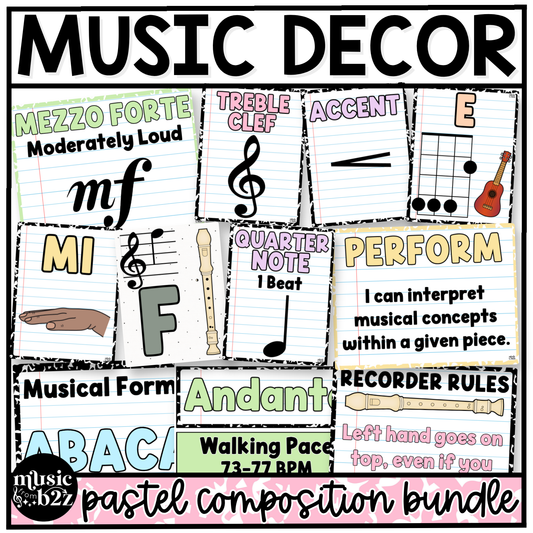 Pastel Composition Music Classroom Decor BUNDLE Music Posters Bulletin Board