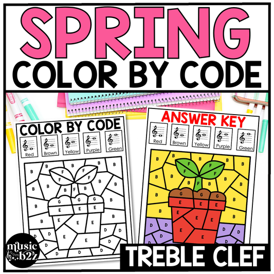 Spring Music Coloring Pages Color by Note Spring Music Worksheets Treble Clef