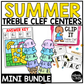 Summer Music Centers BUNDLE Summer Treble Clef Worksheets Music Games Sub Plans