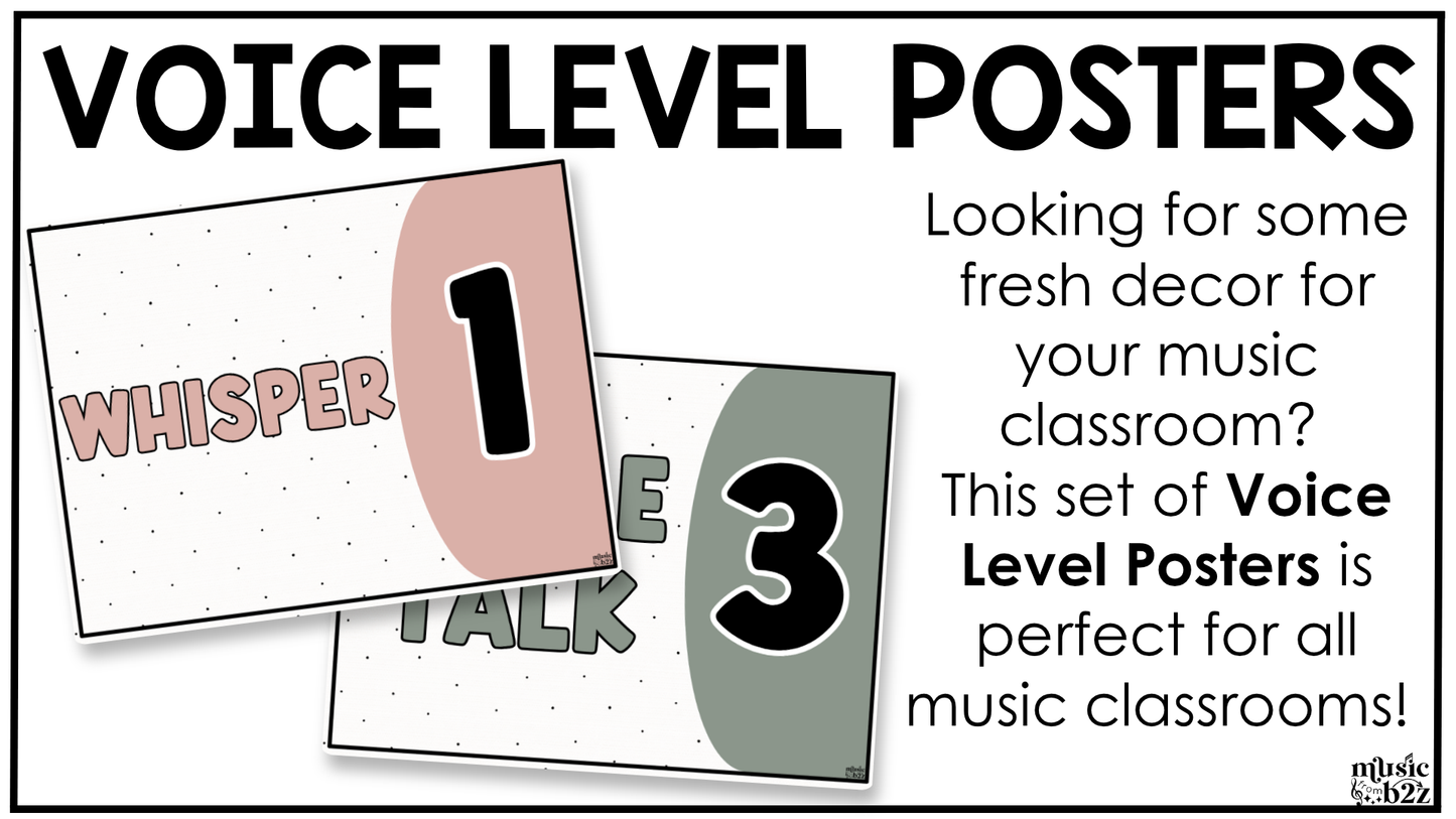 Neutral Voice Level Volume Chart Posters Elementary Music Classroom Decor