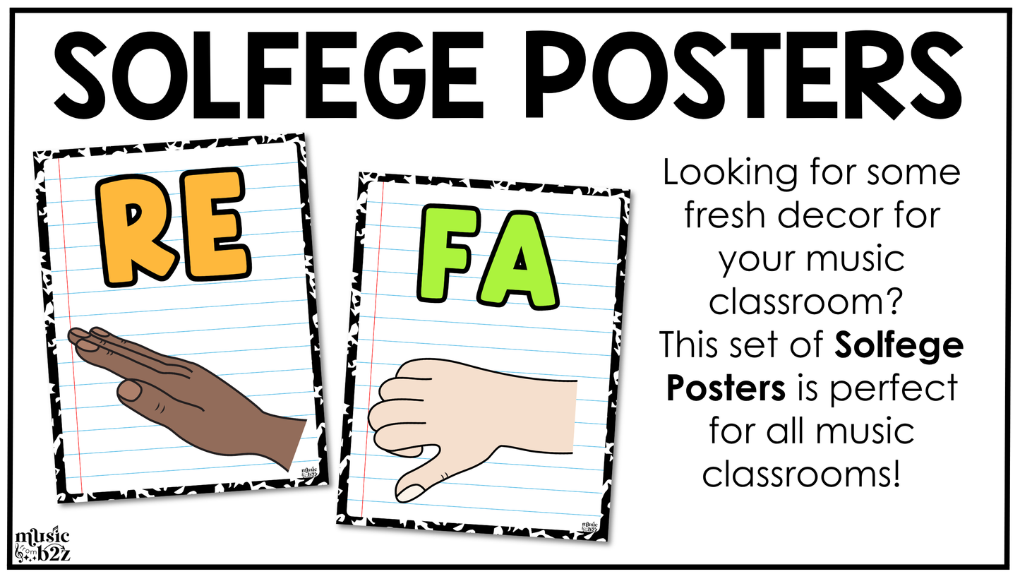 Bright Composition Solfege Hand Signs Posters Curwen Elementary Music Classroom Decor