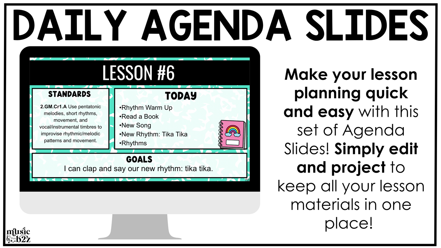 Bright Composition Daily Agenda Slides Google Slides Elementary Music Lesson Plan Template