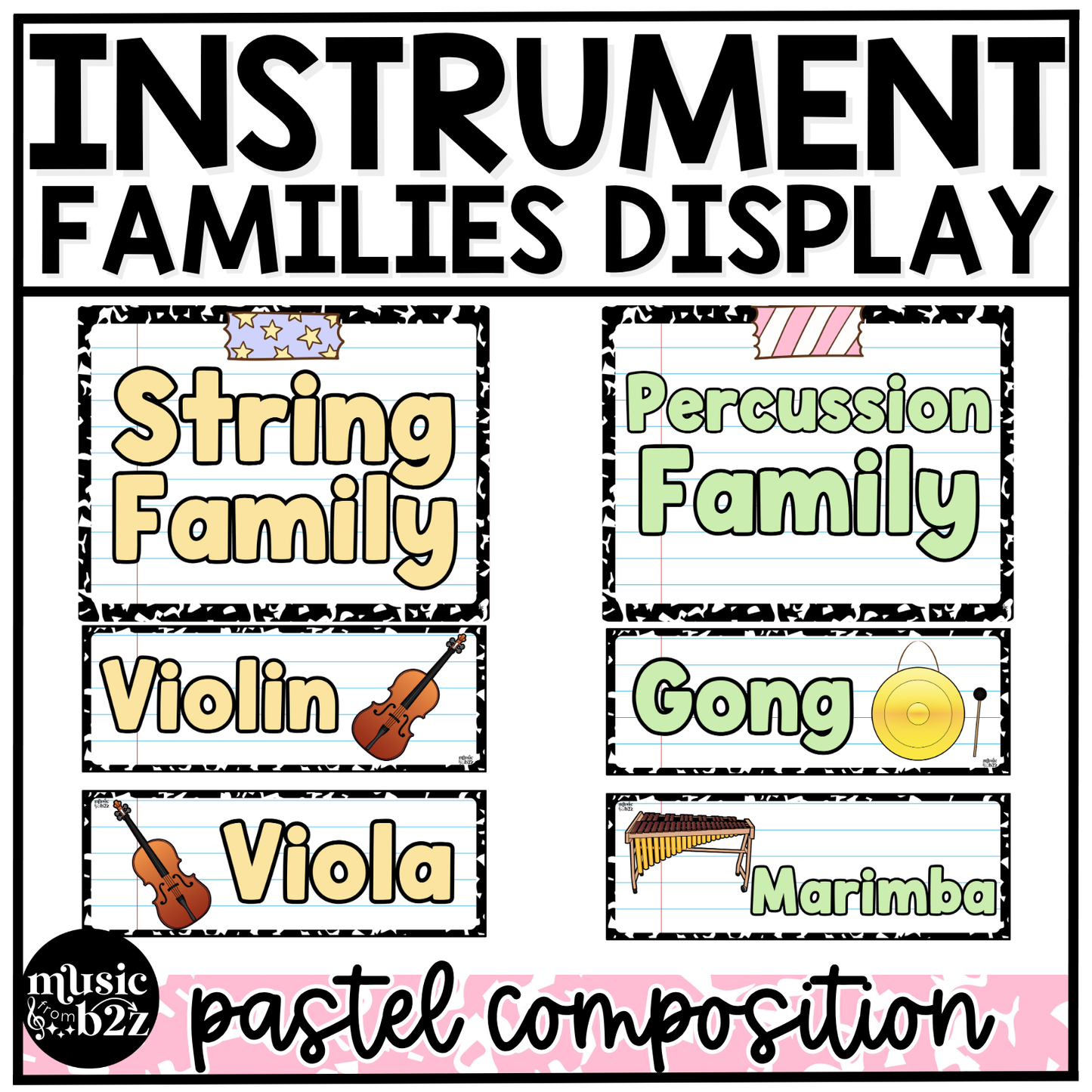 Pastel Composition Instrument Families of the Orchestra Posters Elementary Music Classroom Decor