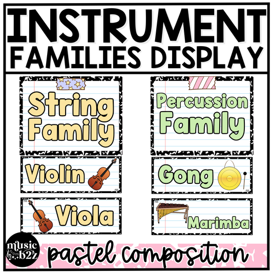 Pastel Composition Instrument Families of the Orchestra Posters Elementary Music Classroom Decor