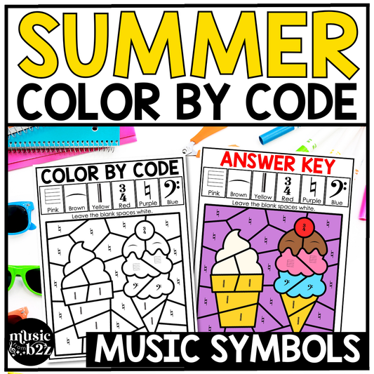 Summer Music Coloring Color by Note Summer Music Worksheets Music Symbols