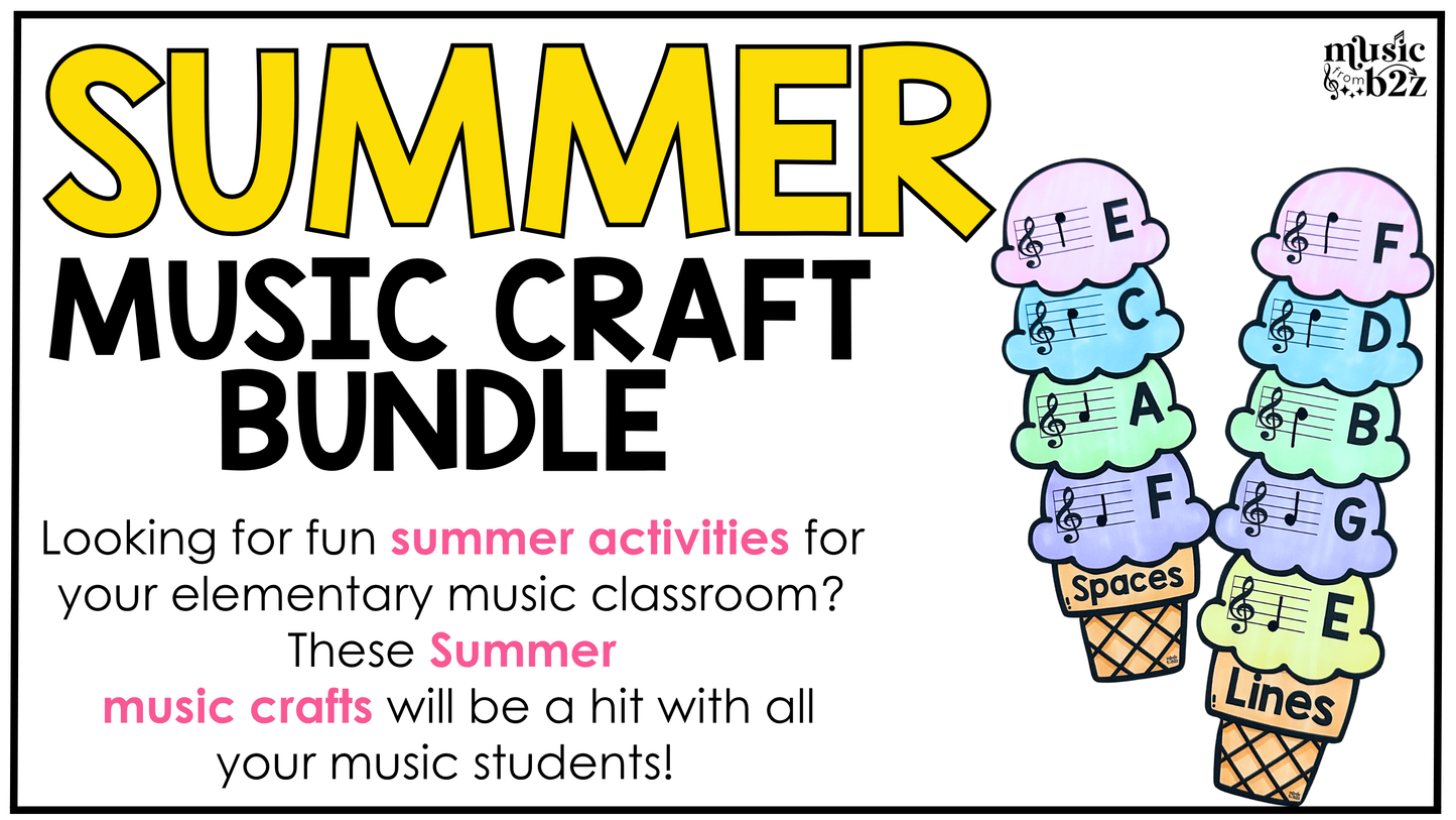 Summer Music Craft BUNDLE Summer Music Bulletin Board Music Sub Plan