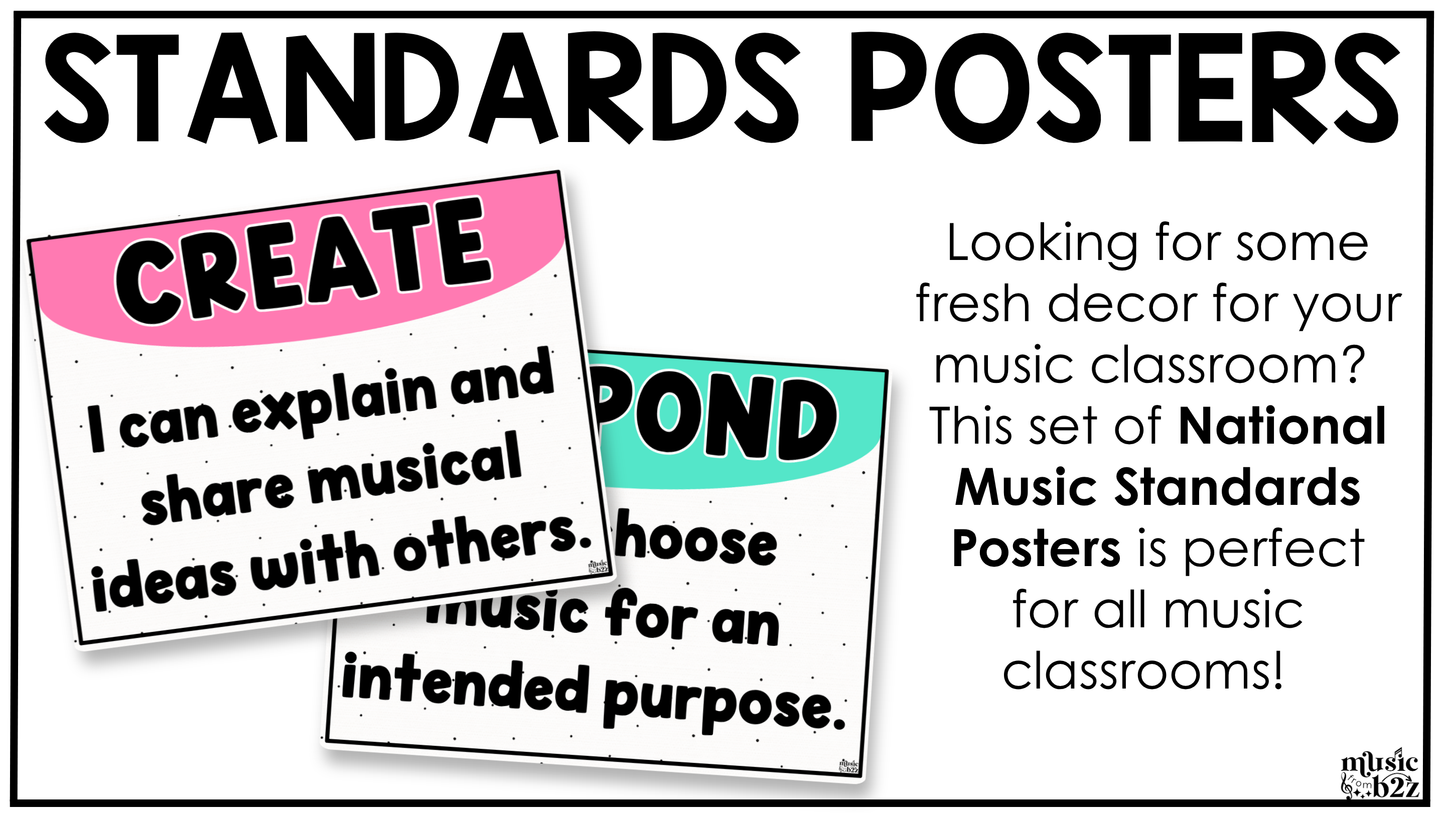 Bright National Music Standards Posters Elementary Music Classroom Decor