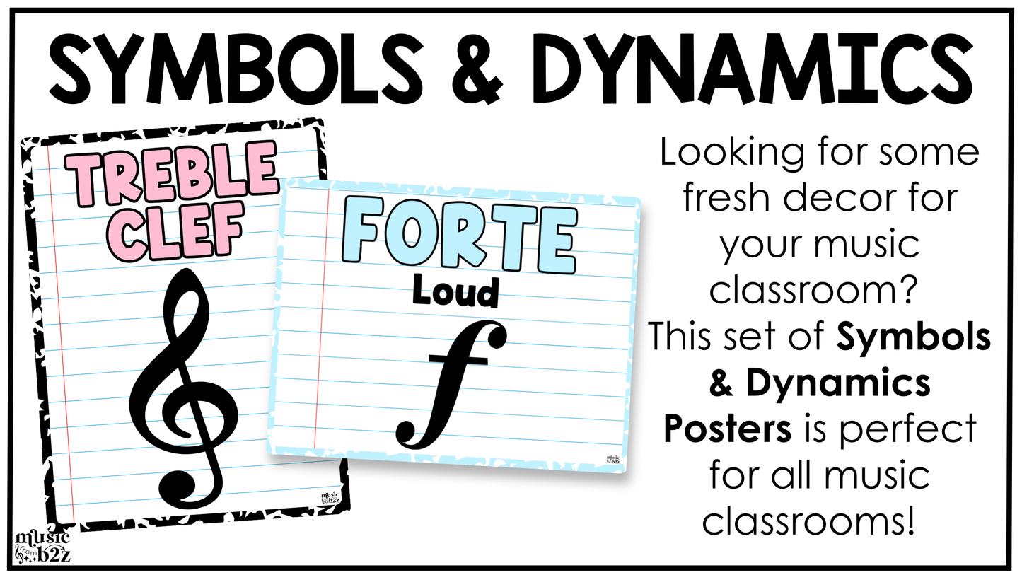 Pastel Composition Music Symbols & Dynamics Posters Elementary Music Classroom Decor