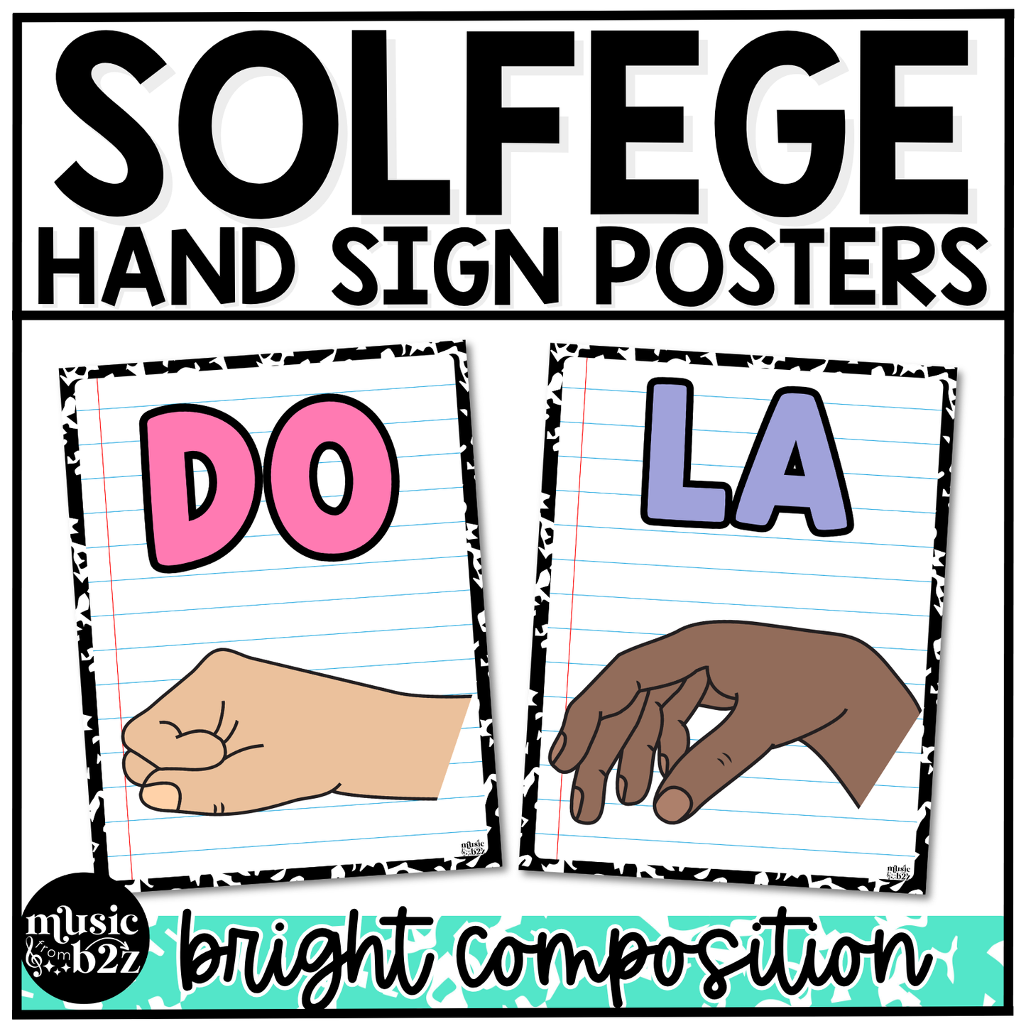Bright Composition Solfege Hand Signs Posters Curwen Elementary Music Classroom Decor