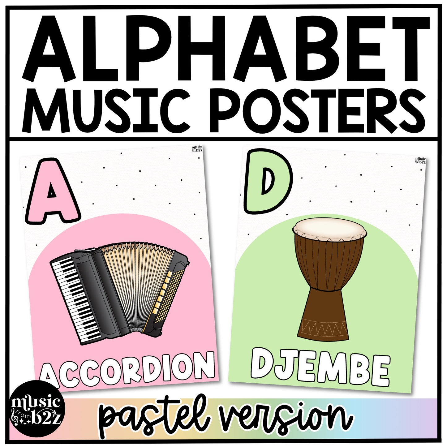 Pastel Music Alphabet Posters Music Classroom Decor Instrument Music Posters