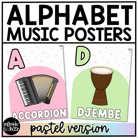 Pastel Music Alphabet Posters Music Classroom Decor Instrument Music Posters