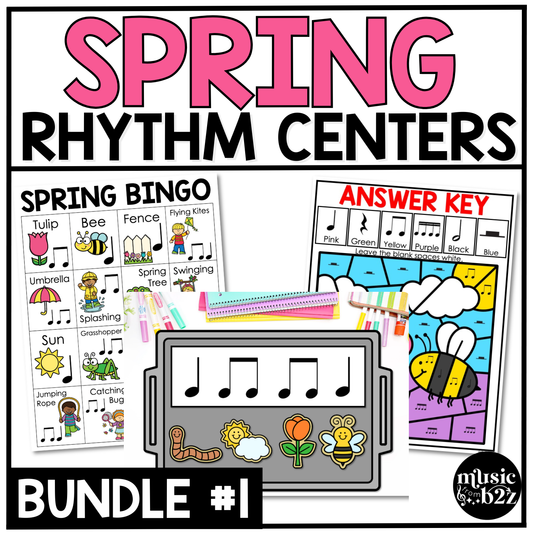 Spring Music Centers BUNDLE Rhythm Worksheets Spring Music Games