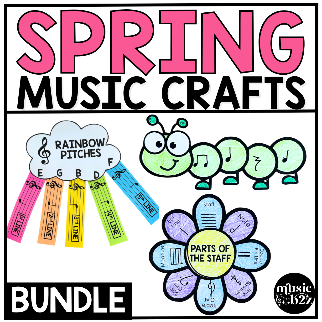 Spring Music Craft BUNDLE Spring Music Bulletin Board Music Sub Plan