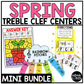Spring Music Centers BUNDLE Spring Treble Clef Worksheets Music Games Sub Plans