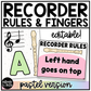 Pastel Recorder Fingering Charts & Rules Posters Music Classroom Decor