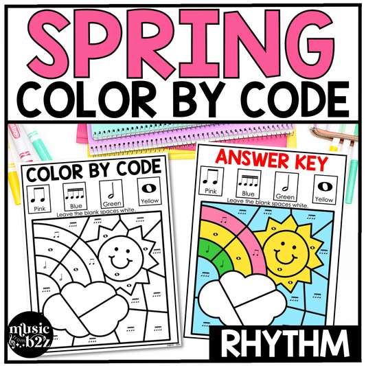 Spring Music Coloring Pages Rhythm Worksheets Spring Music Color by Note