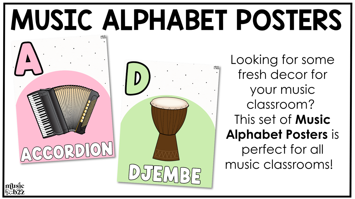 Pastel Music Alphabet Posters Music Classroom Decor Instrument Music Posters