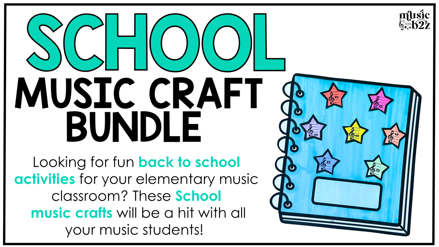 Back to School Music Craft BUNDLE Music Bulletin Board Music Centers Sub Plans