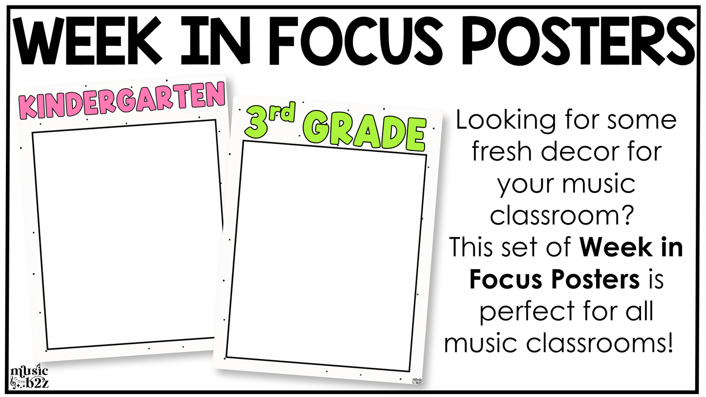 Bright Week in Focus Wall I Can Posters Elementary Music Classroom Decor