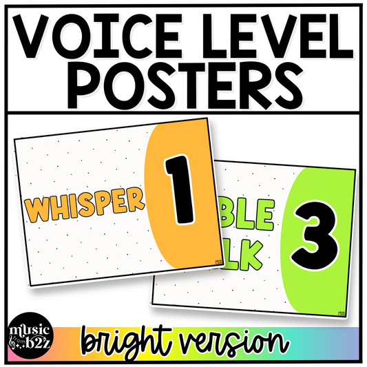 Bright Voice Level Volume Chart Posters Elementary Music Classroom Decor