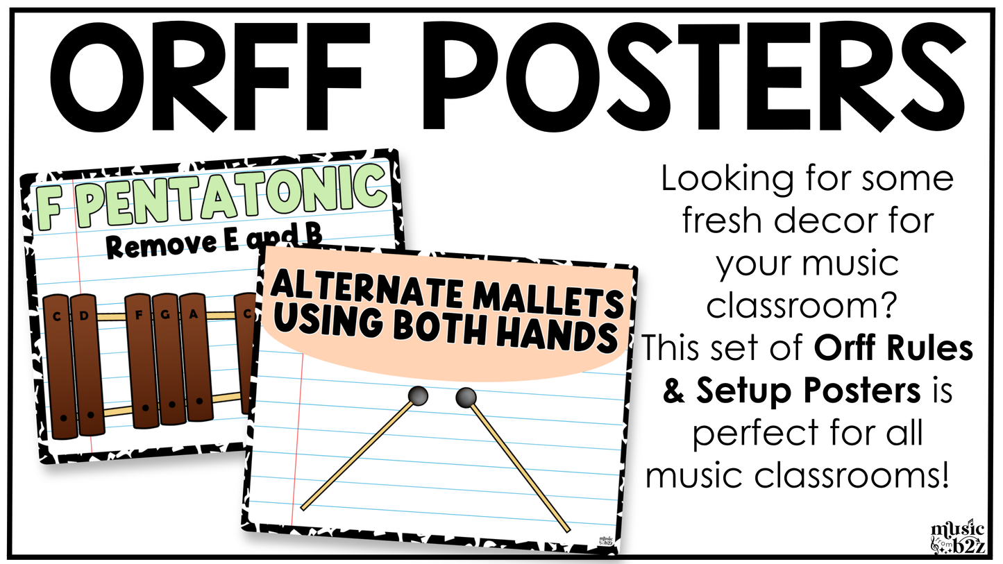 Pastel Composition Notebook Orff Instrument Rules & Setups Posters Elementary Music Classroom Decor