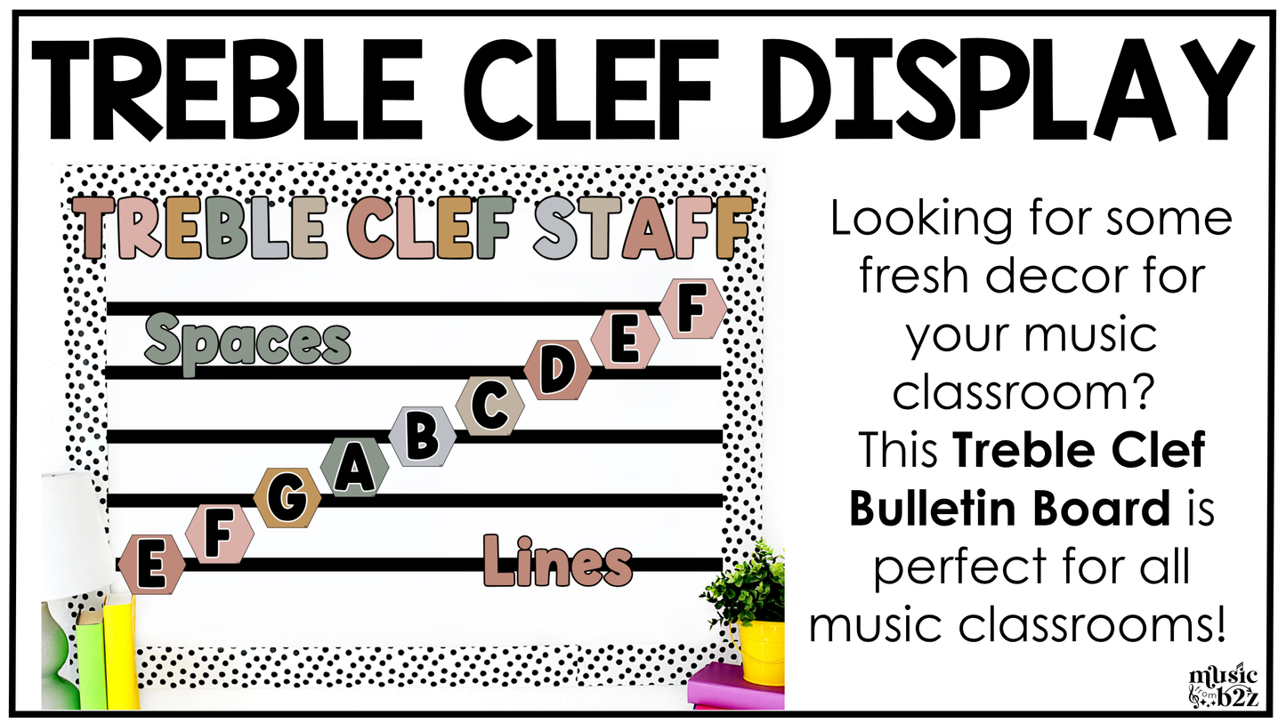 Neutral Treble Clef Bulletin Board Music Classroom Decor Lines & Spaces