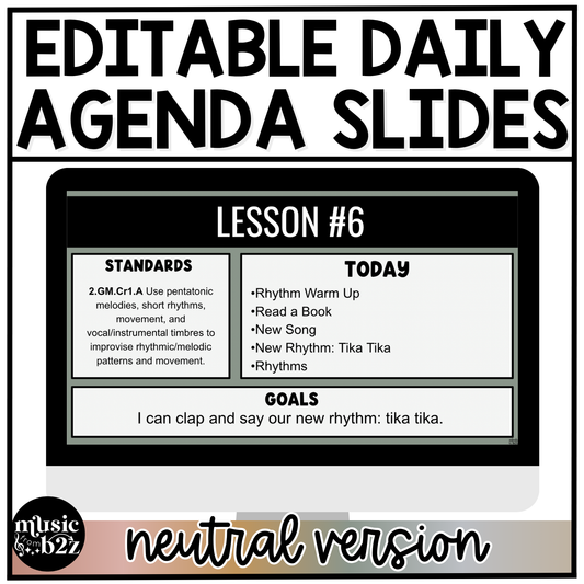 Neutral Daily Agenda Slides Google Slides Elementary Music Lesson Plan Template
