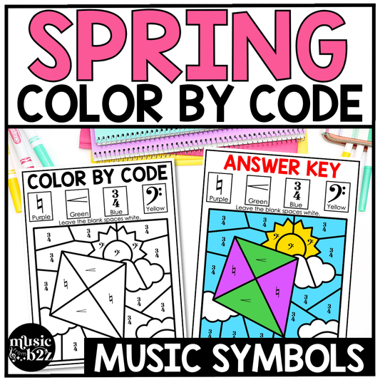 Spring Music Coloring Color by Note Spring Music Worksheets Music Symbols