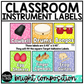 Bright Composition Notebook Classroom Instrument Labels Music Classroom Decor