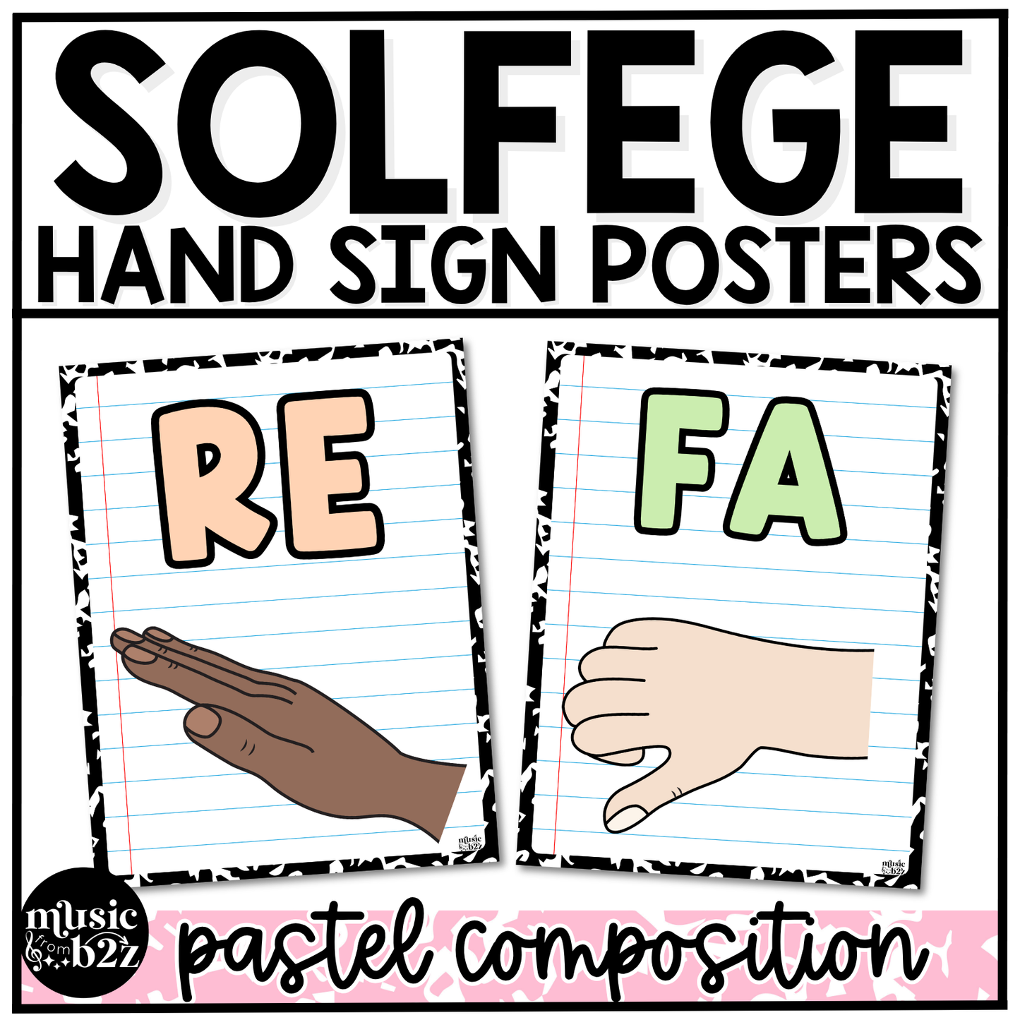 Pastel Composition Solfege Hand Signs Posters Curwen Elementary Music Classroom Decor