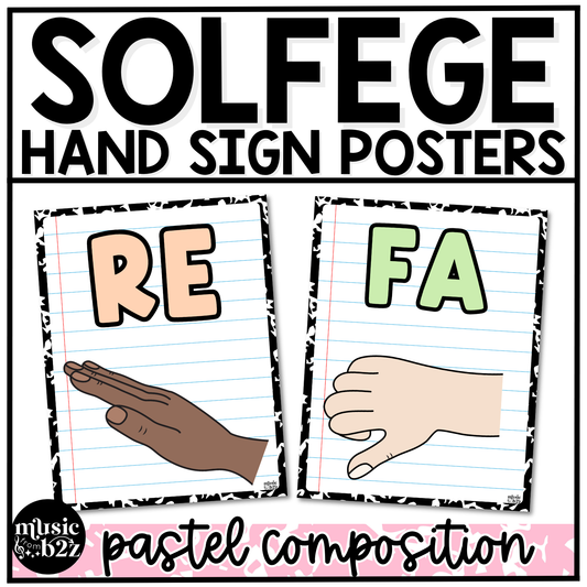 Pastel Composition Solfege Hand Signs Posters Curwen Elementary Music Classroom Decor