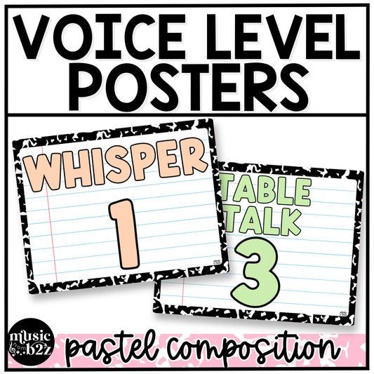 Pastel Composition Voice Level Volume Chart Posters Elementary Music Classroom Decor