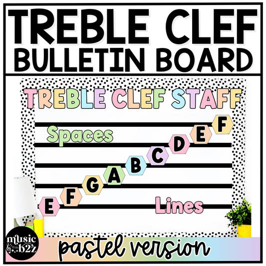 Pastel Treble Clef Bulletin Board Music Classroom Decor Lines & Spaces