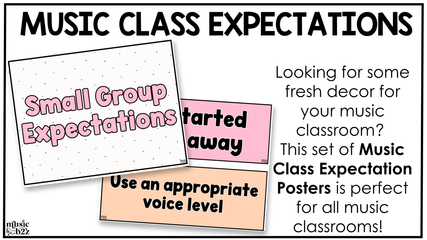 Pastel Music Rules & Expectations Posters Elementary Music Classroom Decor