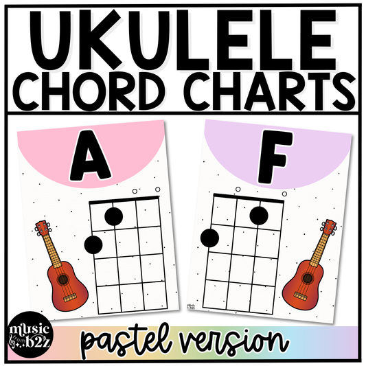 Pastel Ukulele Chord Charts Posters Elementary Music Classroom Decor