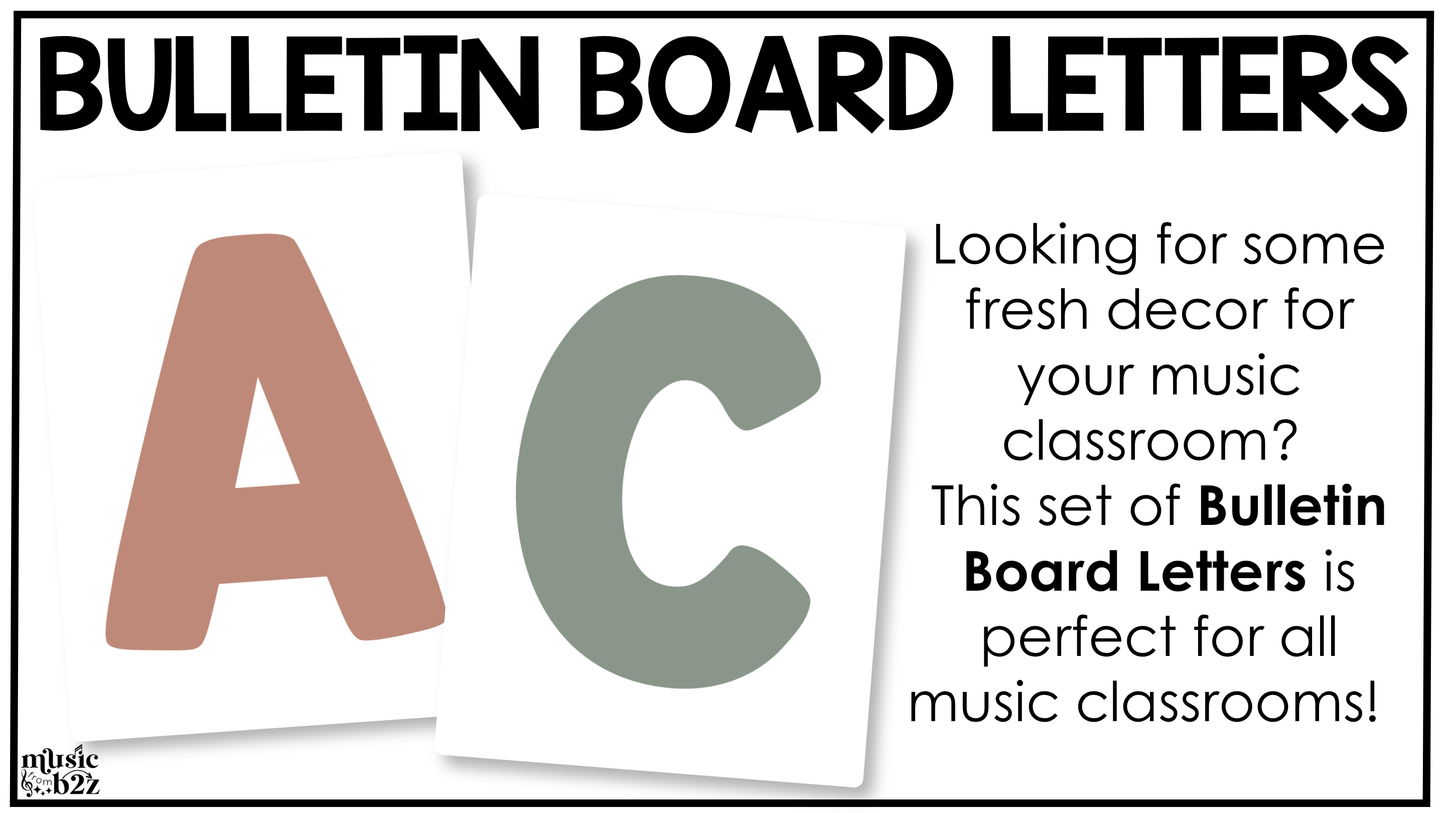 Neutral Bulletin Board Letters Numbers Symbols Elementary Music Classroom Decor