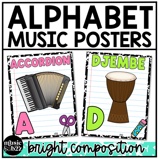 Bright Composition Notebook Music Alphabet Posters Music Classroom Decor